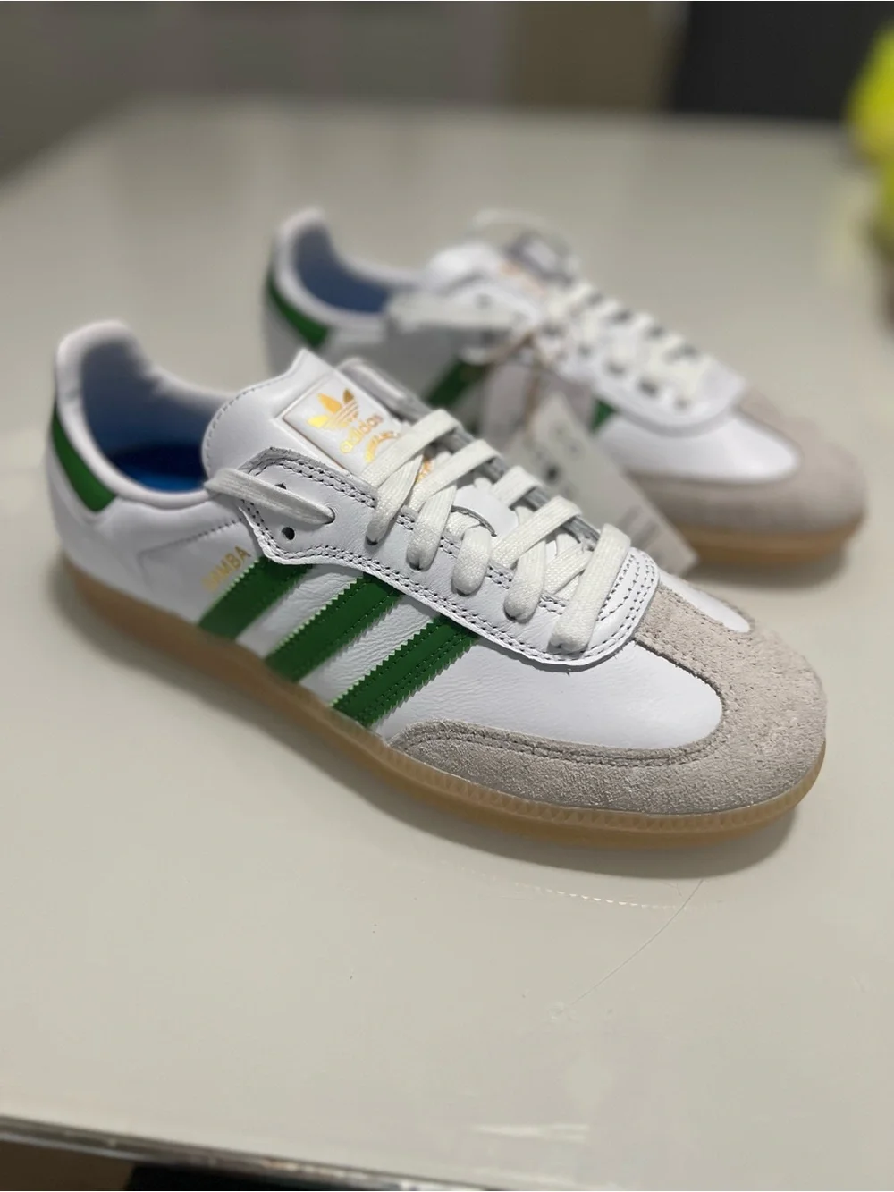 adidas Samba Low-Top Sneakers - White, Green, Gum Sz 6